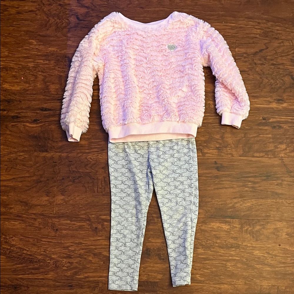 Juicy couture Pink Fuzzy Sweater and Patterned Leggings Set